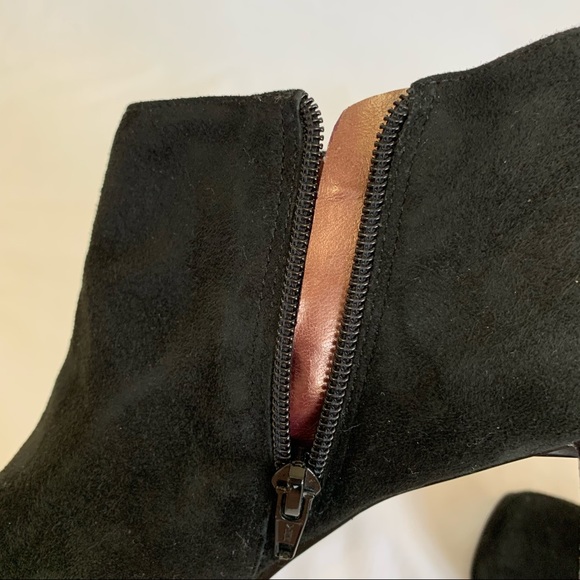 Bandolino Black Suede Urbane Zipper Booties, square toe, high heels, women’s 9 - Picture 14 of 16